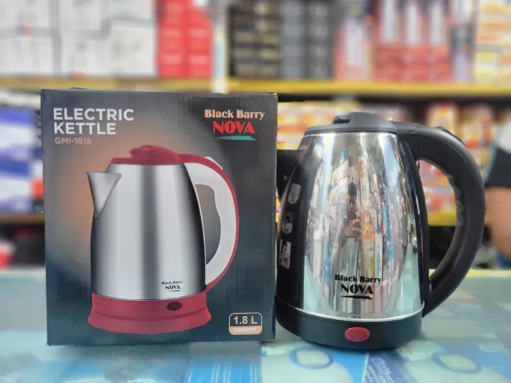 NOVA  Black Barry Electric Kettle 1.8 Liter – Stainless Steel Fast Boil Kettle